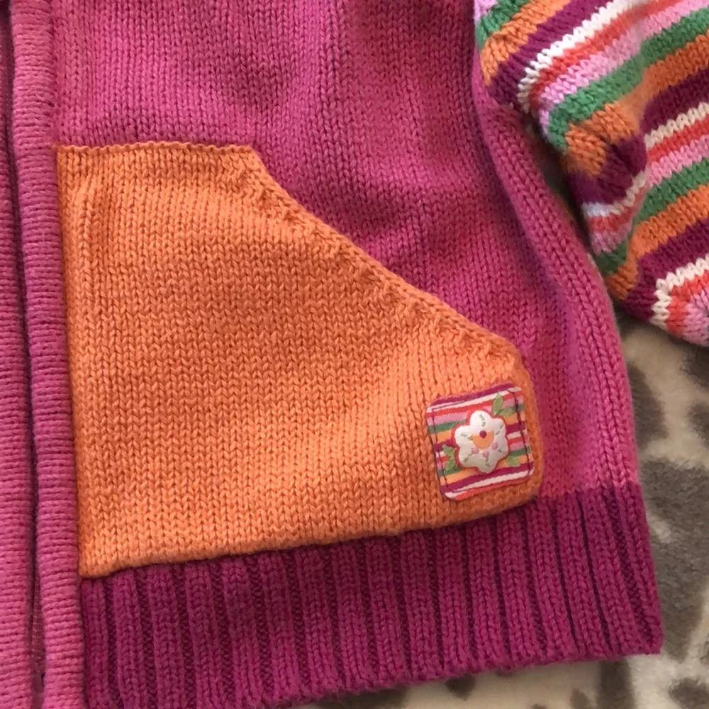 Children’s Place Stripe Colorblock Zippered Hooded Sweater Pink 3-6 months